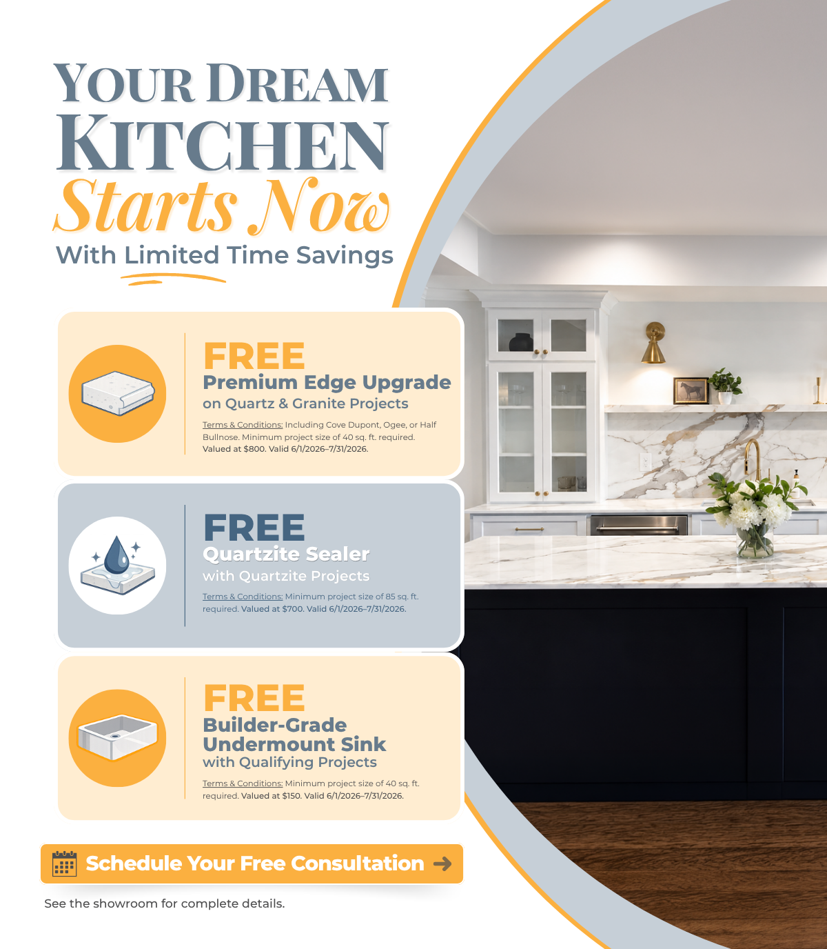 YOUR DREAM KITCHEN Starts Now With Limited Time Savings
